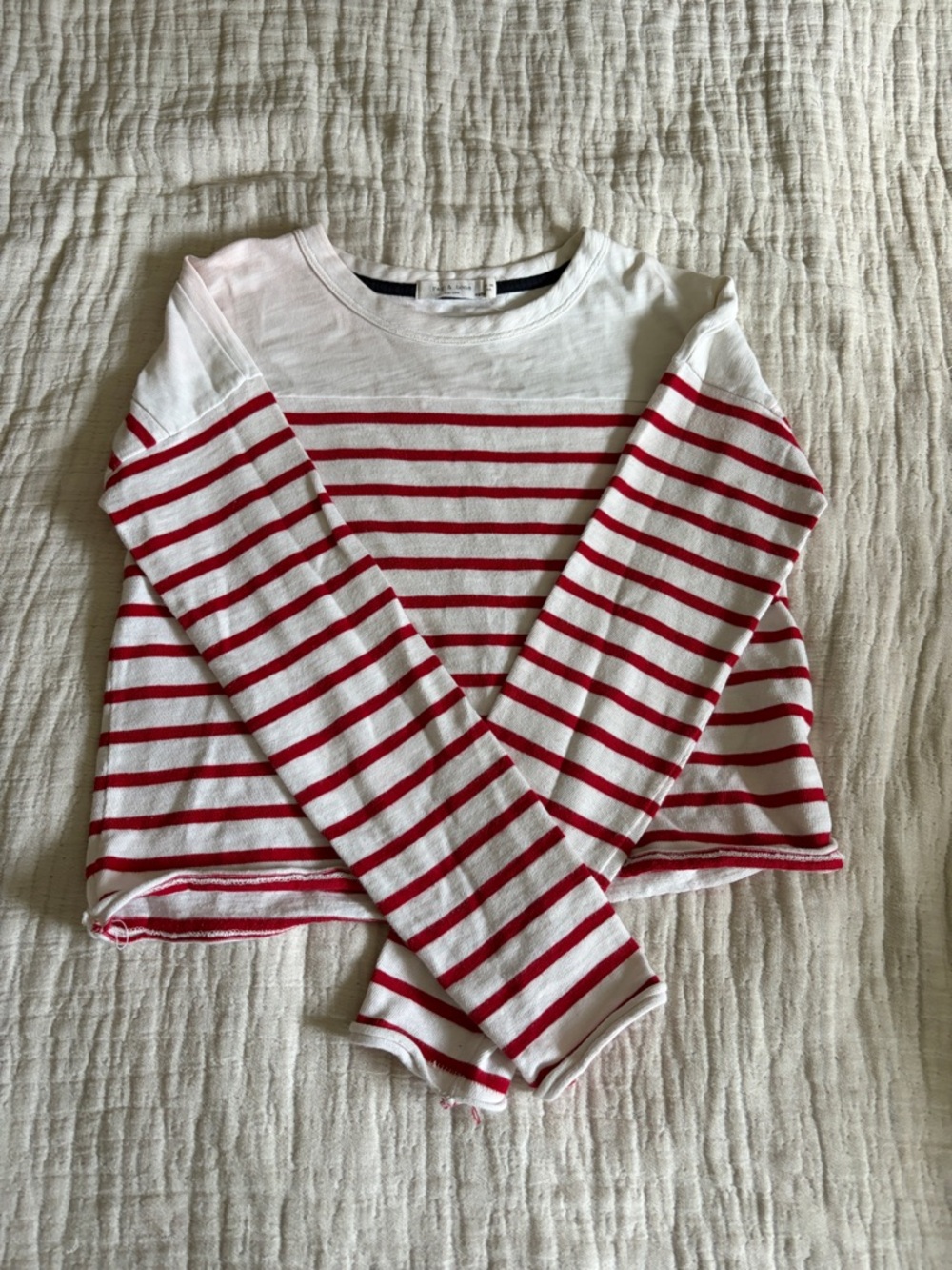 RAG & BONE White and Red Striped Long-Sleeve Tee